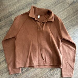 KOTN brown collared polo sweater